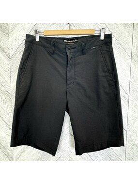 Travis Mathew Golf Shorts Mens Size 32 Black Flat Front Lightweight 11" Inseam